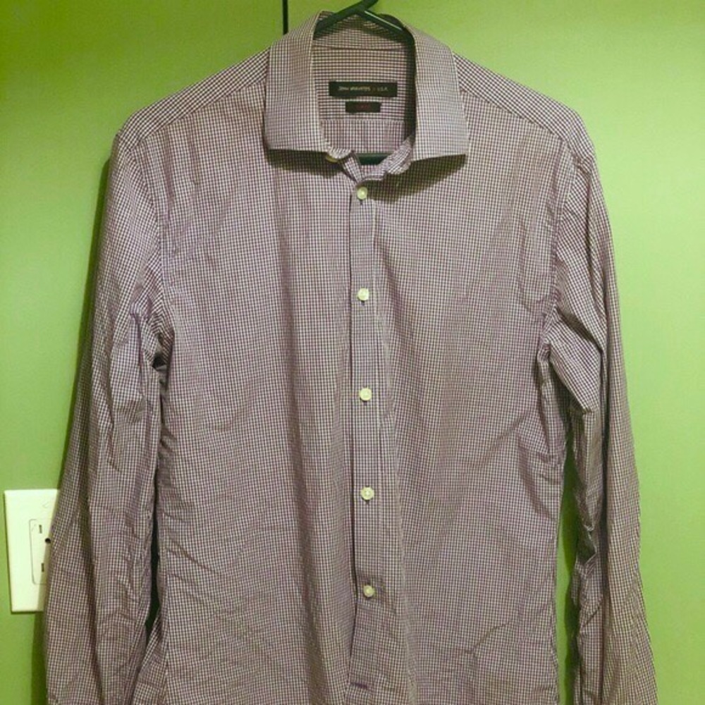 Slim fit checkered purple shirt